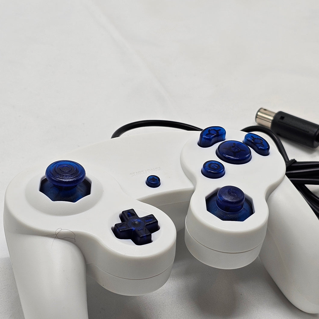 Custom Made GameCube Controller, NGC Crystal Blue on White Gamepad For Game Cube, Wii, Wii U & Switch