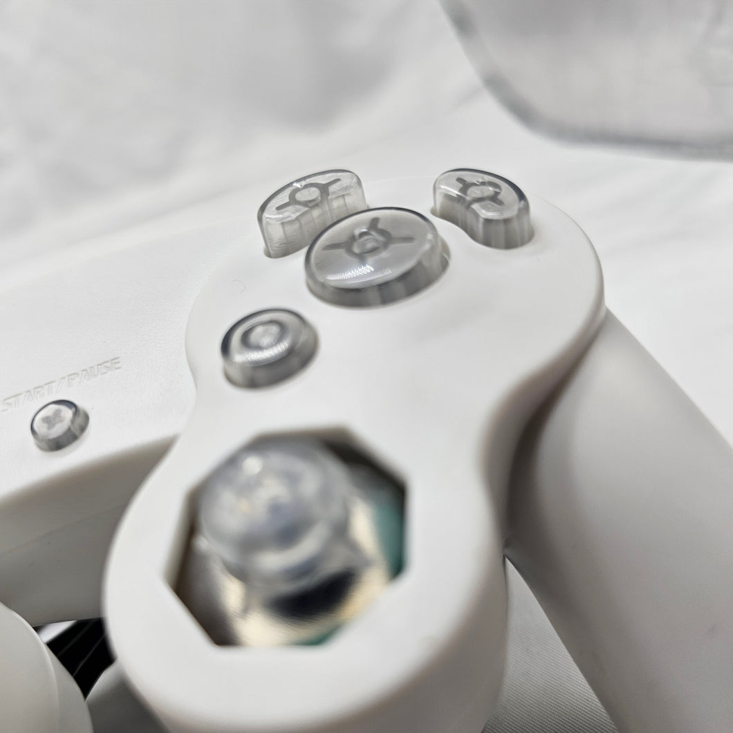 Custom Made GameCube Controller, NGC Crystal Grey on White Gamepad For Game Cube, Wii, Wii U & Switch