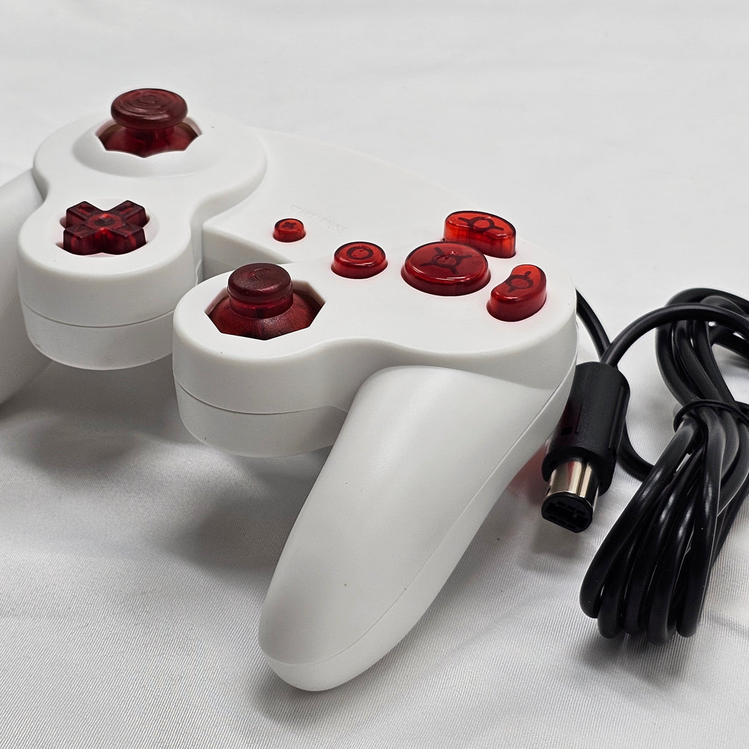 Custom Made GameCube Controller, NGC Crystal Red on White Gamepad For Game Cube, Wii, Wii U & Switch