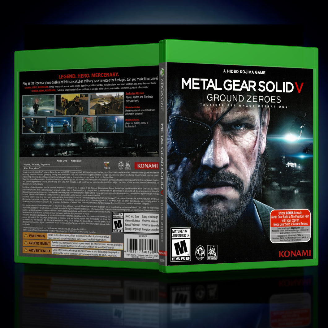 Metal Gear Solid V Ground Zeroes - Xbox ONE - Replacement Case Only - Reproduction - No Game Included - KeeranSales